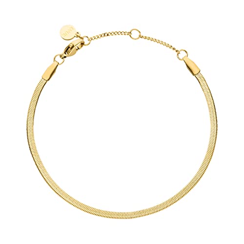 LUUK LIFESTYLE Schlichtes Frauen Armband mit Schlangen Kette aus Edelstahl, edles Design, elegante Vintage Optik, perfekt geeignet als Geschenk für Valentinstag, Geburtstag, Abschied, Reise, Gold von LUUK LIFESTYLE