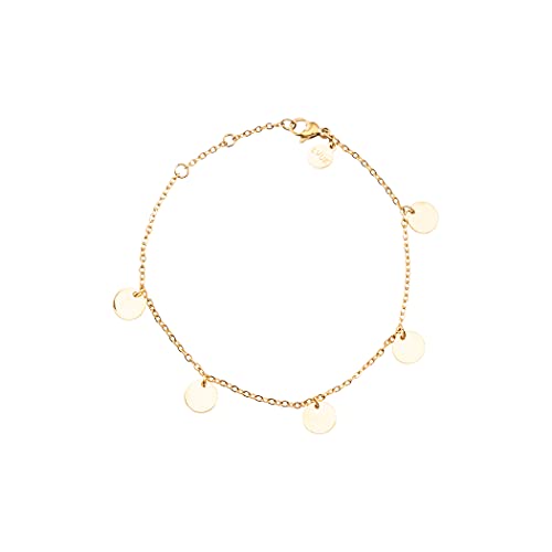 LUUK LIFESTYLE Feminines Armband mit Mehreren Plättchen in edlem Design, minimalistisches Aussehen, einzigartiges Schmuckgeschenk für sie, trendy Layer Look, Damenschmuck für Partys und Abende, Gold von LUUK LIFESTYLE