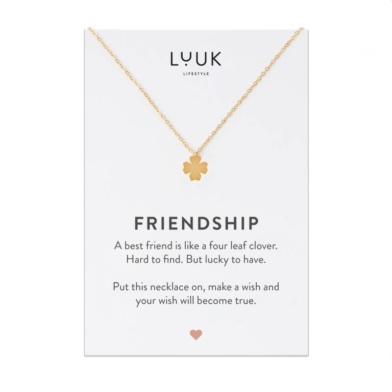 Filigrane Freundschaftskette Mit Vierblättriges Kleeblatt I Klett Glücksklee Anhänger, Damen Kette, Geschenk Für Freundin, Glücksbringer von LUUKLIFESTYLEShop