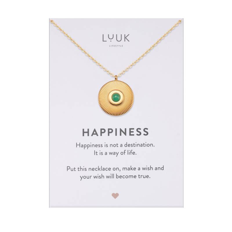 Halskette Mit Grünem Stein I Edelstein Coin Münze Plättchen Anhänger Edelstahlkette Spruchkarte Geschenkidee Für Frauen Kette von LUUKLIFESTYLEShop