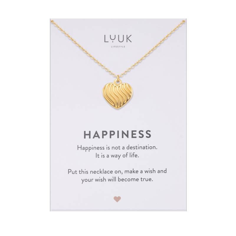 Schlichte Damen Halskette I Geriffeltes Herz Anhänger Herzkette Liebe Geschenk Herzchen Kette Schmuck Geschenkidee Freundin von LUUKLIFESTYLEShop