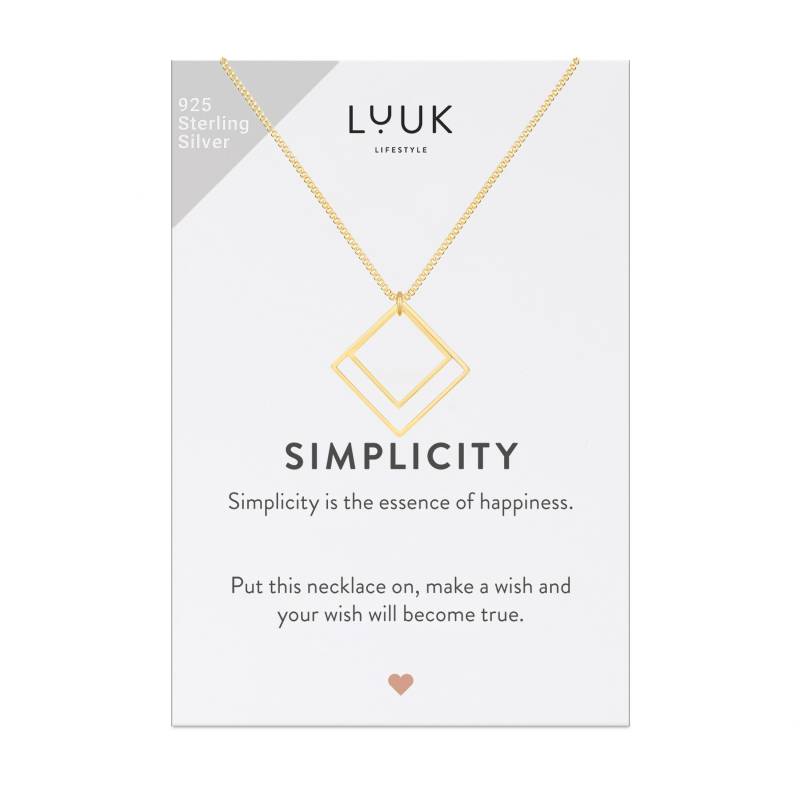 Zarte Silberkette Mit Geometrie I Viereck Quadrate Anhänger, Kette Verschlungenen Rechtecken, Minimalistisch, Geschenkidee Für Frauen von LUUKLIFESTYLEShop