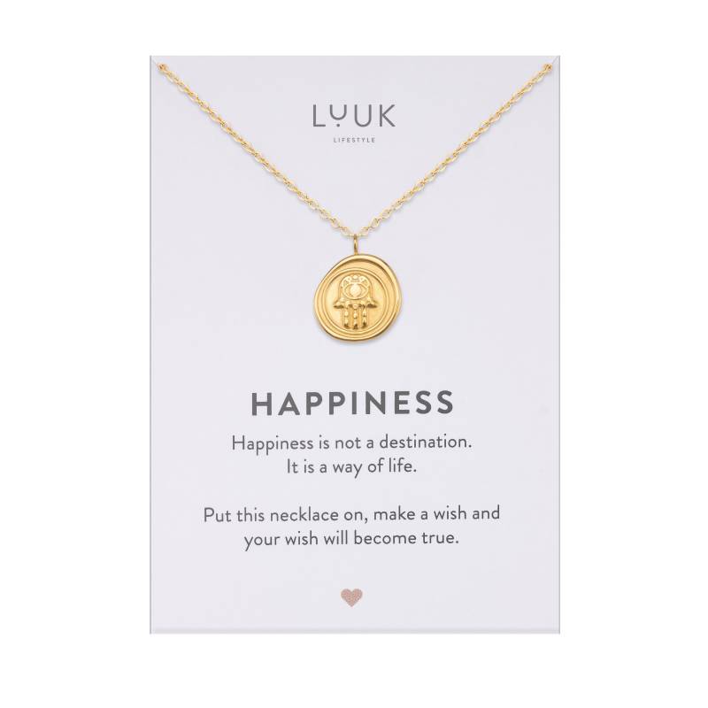 Zierliche Boho Halskette Mit Hamsa Hand I Münze Anhänger Edelstahlkette Spruchkarte Glücksbringer Geschenkidee Für Frauen von LUUKLIFESTYLEShop