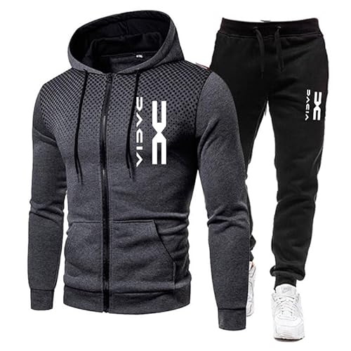 LUUPPN Unisex Sportswear Set - Da.c_ia Lightweight Hoodie & Jogger Combo für Gym, Running | Moisture-Wicking, Casual Activewear (grey,XXL) von LUUPPN