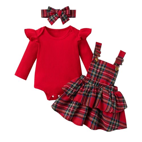 LUVCES Baby Mädchen Herbst Winter Röcke Sets Rüschen Langarm Strampler Top Plaid Rock Infant Overalls Hosenträger Kleid Kleidung Outfits Rot Plaid 0-3 Monate LUVCES Baby Mädchen Herbst Winter Röcke Sets Rüschen Langarm Strampler Top Plaid Rock Infant Overalls Hosenträger Kleid Kleidung Outfits Rot Plaid 0-3 Monate von LUVCES