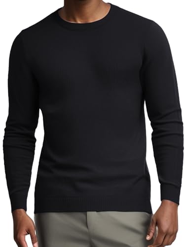 LUVCES Herren Langarm Rundhalspullover Winter Solid Longsleeve Rollkragenpullover Unterzieh Rolli Elastisch Rollkragen Pulli Sweater Schwarz M von LUVCES