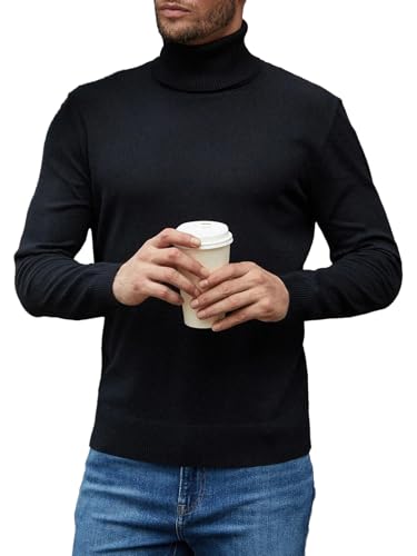 LUVCES Herren Pullover Winter Einfarbig Rollkragenpullover für Herren Rundhalspullover Casual Herbst Winter Gerippter Slim Fit Pullover Sweater Top Schwarz XXL LUVCES Herren Pullover Winter Einfarbig Rollkragenpullover für Herren Rundhalspullover Casual Herbst Winter Gerippter Slim Fit Pullover Sweater Top Schwarz XXL von LUVCES