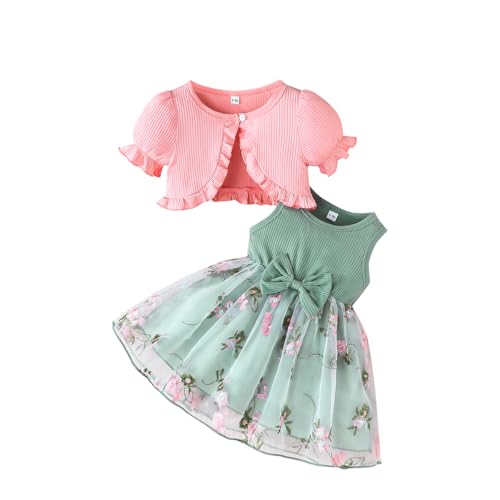 LUVCES Kleinkind Baby Mädchen Bowknot Tutu Kleid und Cardigan Set Sommer 2 Stück ärmellosem Tüllkleid und Kurzarm Cardigan Outfit Set Kurzarm Rosa 12-18 Monate LUVCES Kleinkind Baby Mädchen Bowknot Tutu Kleid und Cardigan Set Sommer 2 Stück ärmellosem Tüllkleid und Kurzarm Cardigan Outfit Set Kurzarm Rosa 12-18 Monate von LUVCES
