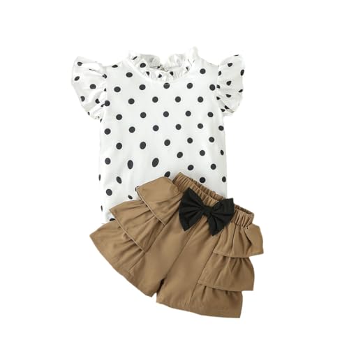 LUVCES Kleinkind Baby Mädchen Sommer Kleidung Tupfen Ruffle Tops+ Bowknot Rüschensaum Shorts 2Pcs Elegant Set Outfits 2-3 Jahre von LUVCES