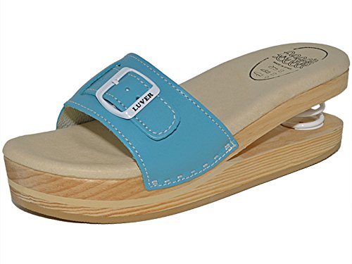 LUVER Federpantoffel Aqua Federschuhe Sondermodell clgjr2103aq, Blau, Größe: 38 von LUVER