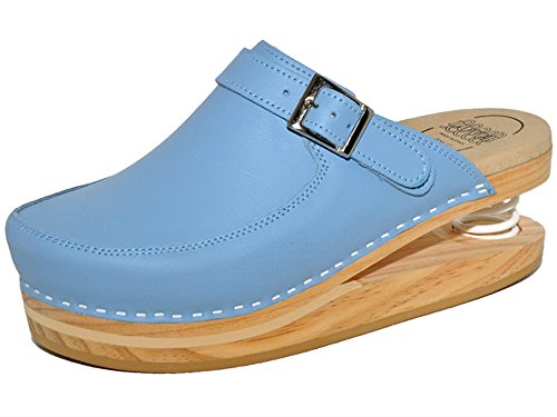 LUVER gefederte Damen Clogs celleste  Federschuhe clgjr127c, Hellblau, Größe: 36 von LUVER