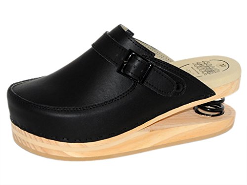 LUVER gefederte Damen Clogs schwarz - Federschuhe - clgjr127s, Schwarz, Größe: 36 von LUVER