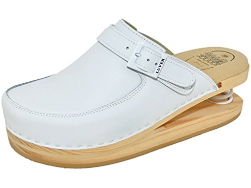 LUVER gefederte Damen Clogs weiß - Federschuhe - clgjr127w, Weiß, Größe: 36 von LUVER