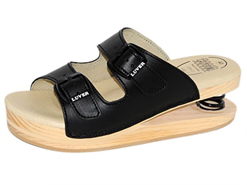 LUVER gefederte Damen Pantolette schwarz - Federschuhe - clgjr2101s, Größe: 42 von LUVER