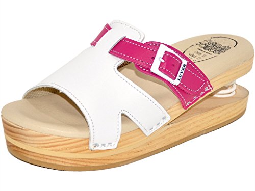 LUVER gefederte Damen Pantolette weiß/Magenta - Federschuhe clgjr2053wma, Größe: 39 von LUVER