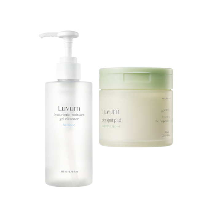 LUVUM - Bamboo Hyaluronic Moisture Gel Cleanser - 200ml + Real Calming Pair Cica Spot Pad - 120ml/ 60ea Set von LUVUM