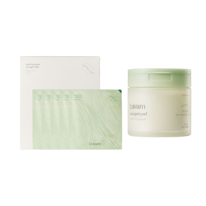 LUVUM - Calming Pair Cica Gel Mask - 5 pcs + Real Calming Pair Cica Spot Pad - 120ml/ 60ea Set von LUVUM