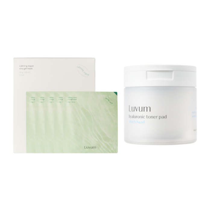LUVUM - Calming Pair Cica Gel Mask - 5 pcs + Witch Hazel Hyaluronic Toner Pad - 130ml/ 60ea Set von LUVUM