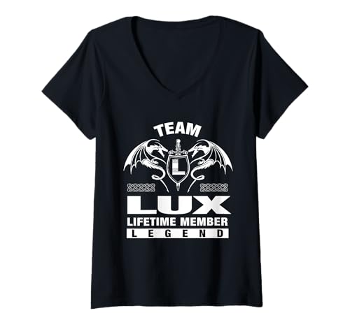 Damen Team LUX - Lebenslange Mitgliedsgeschenke T-Shirt mit V-Ausschnitt von LUX FAMILY Idea Gifts