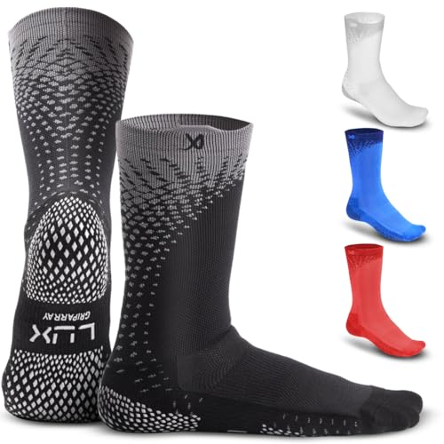 LUX Sports V2 Rutschfeste Fußball Socken mit GrippArray - Rutschfeste Sport Socken mit Gummi-Pads - Basketball, Fußball, Wandern, Laufen, Volleyball - Fussballer Socken - American Football Socken von LUX Sports