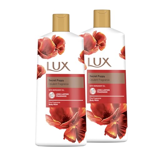 LUX Secret Poppy Body Wash mit Bergamotte-Öl Body Wash- Sanftes & beruhigendes Duschgel für Frauen & Männer, pflegender, aromatischer Badeschaum, essentiell für die Dusche - Packung mit 2x600 ml von LUX