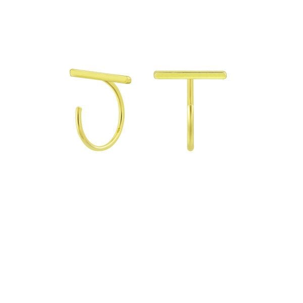 LUXAA Kleine Creolen mit Stab - 925er Sterling Silber - Gold von LUXAA