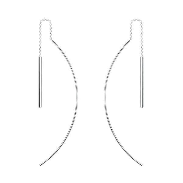 LUXAA Ketten-Ohrring mit gebogenem Stab aus 925er Sterling Silber von LUXAA
