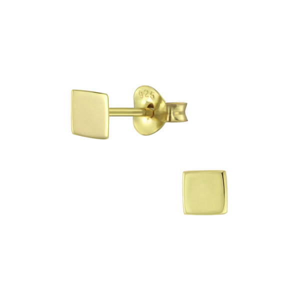 LUXAA Kleine quadratische Ohrstecker- 925er Sterling Silber - Gold von LUXAA