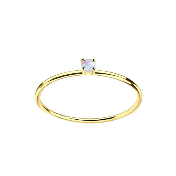 LUXAA Zarter Ring mit kleinem Opal Stein aus 925er Sterling Silber - Gold von LUXAA