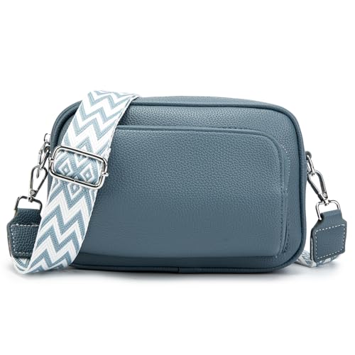 LUXCAELY Umhängetaschen Damen Schultergurten Damen Leder Bauchtasche Damen Crossbody Bag Damen Mode Hüfttaschen Breitem Schultergurt - Blau von LUXCAELY