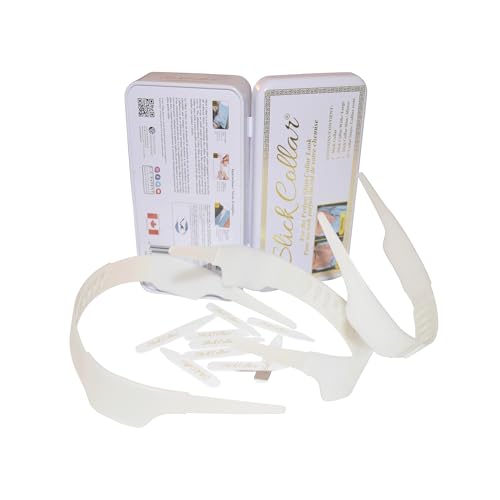 Slick Collar verstellbare Hemdkragen-Stütze, 3-teiliges Set mit Kragenstäbchen für Damen und Herren, mit schmalem Damen und EDC-Metallbox von Slick Collar
