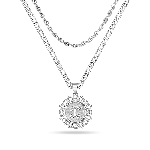 LUXEJEW Silber Initialen Halsketten für Damen Herren, Initiale A-Z Buchstabe Anhänger Halskette Edelstahl Seil Kette Figarokette Initiale Halskette geschichtete Silber Halskette für Damen Herren LUXEJEW Silber Initialen Halsketten für Damen Herren, Initiale A-Z Buchstabe Anhänger Halskette Edelstahl Seil Kette Figarokette Initiale Halskette geschichtete Silber Halskette für Damen Herren von LUXEJEW
