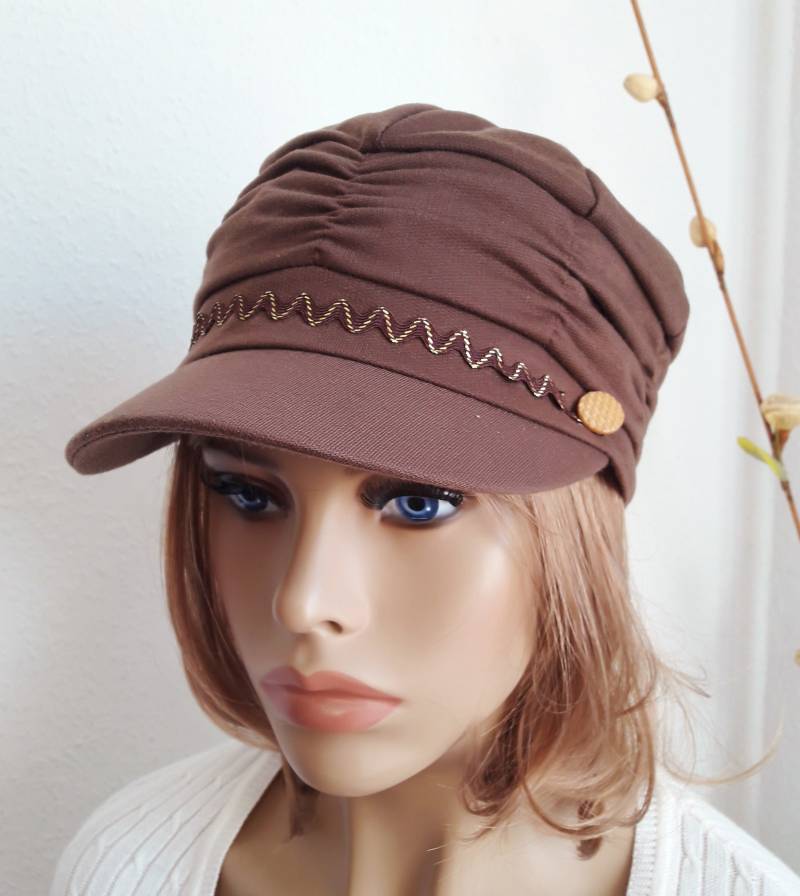 Damen Schirmmütze Ballonkappe Barett Mütze Hut Capp Gefüttert Uni Kaffee Braun von LUXEKOPF