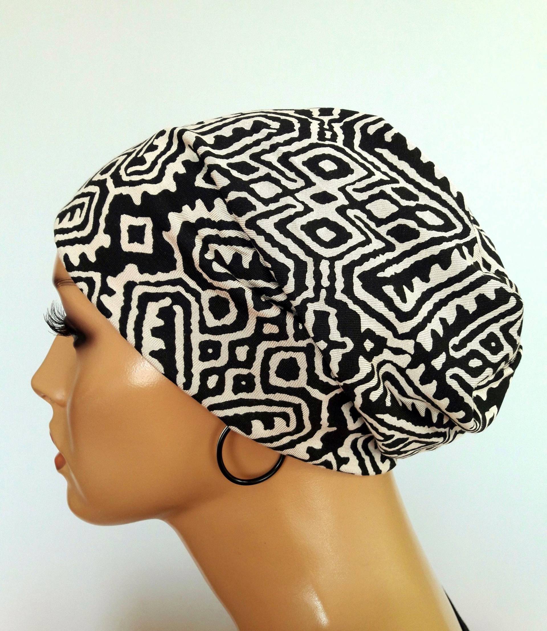 Leichte Damen Mütze Beanie Wendemütze Schwarz Beige Jersey Beidseitig Ihnen Angenehme Baumwollstoff Statt Perücke Chemo Alopezie von LUXEKOPF