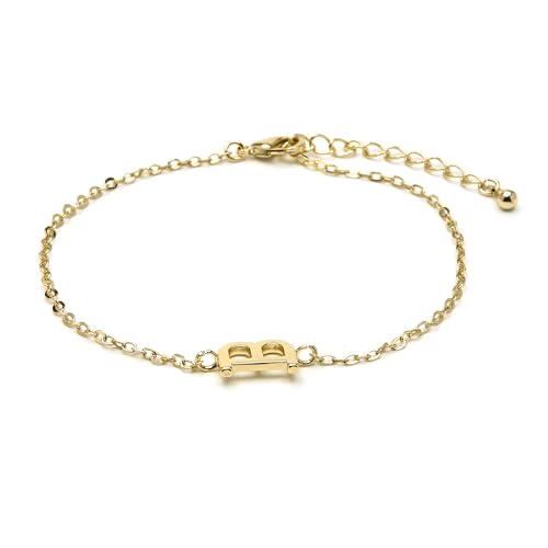 LUXENTER Alphabet-Armband mit 18-karätigem Gold – Buchstabe B, Einheitsgröße, Metall, Ohne Edelstein von LUXENTER