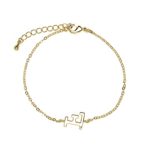 LUXENTER Alphabet-Armband mit 18-karätigem Gold - Buchstabe F, Einheitsgröße, Metall, Ohne Edelstein LUXENTER Alphabet-Armband mit 18-karätigem Gold - Buchstabe F, Einheitsgröße, Metall, Ohne Edelstein von LUXENTER