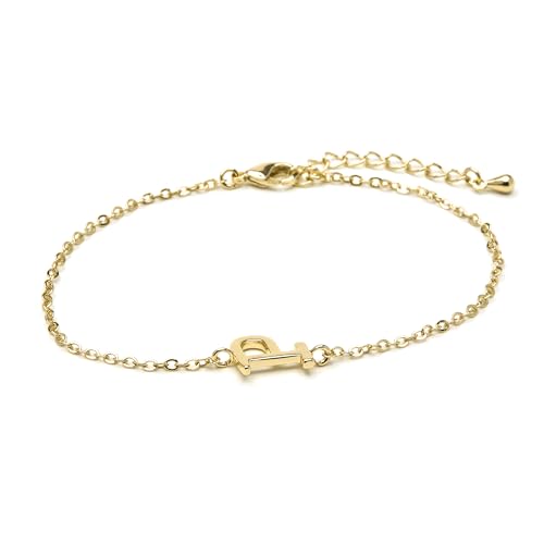 LUXENTER Alphabet-Armband mit 18-karätigem Gold - Buchstabe P, Einheitsgröße, Metall, Ohne Edelstein von LUXENTER