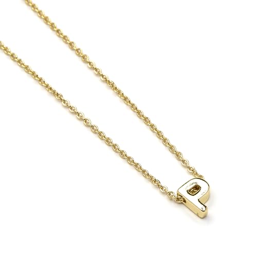 LUXENTER Alphabet-Halskette mit 18-karätigem Gold - Buchstabe P, Mediano, Metall, Ohne Edelstein von LUXENTER