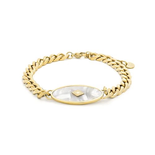 LUXENTER Anleh Armband aus weißem Perlmutt, 18 Karat Gelbgold, Einheitsgröße, Messing, Perlmutt von LUXENTER