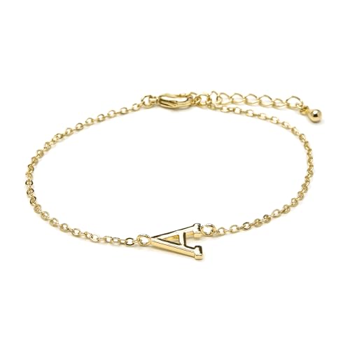 LUXENTER Armband Alphabet mit 18-karätigem Gold - Buchstabe A, Einheitsgröße, Metall, Ohne Edelstein von LUXENTER