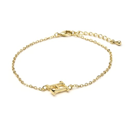 LUXENTER Armband Alphabet mit 18-karätigem Gold - Buchstabe H, Einheitsgröße, Metall, Ohne Edelstein von LUXENTER
