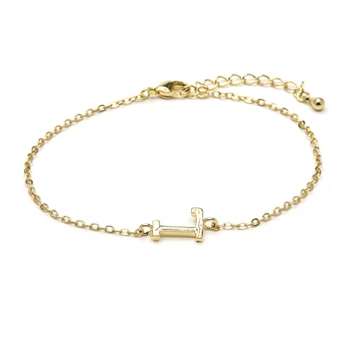 LUXENTER Armband Alphabet mit 18-karätigem Gold - Buchstabe L, Einheitsgröße, Metall, Ohne Edelstein von LUXENTER
