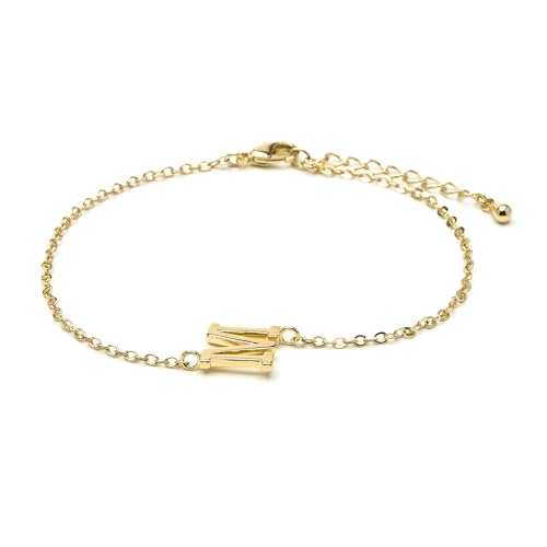 LUXENTER Armband Alphabet mit 18-karätigem Gold - Buchstabe M, Einheitsgröße, Metall, Ohne Edelstein von LUXENTER