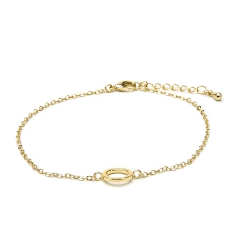 LUXENTER Armband Alphabet mit 18-karätigem Gold - Buchstabe O, Einheitsgröße, Metall, Ohne Edelstein von LUXENTER