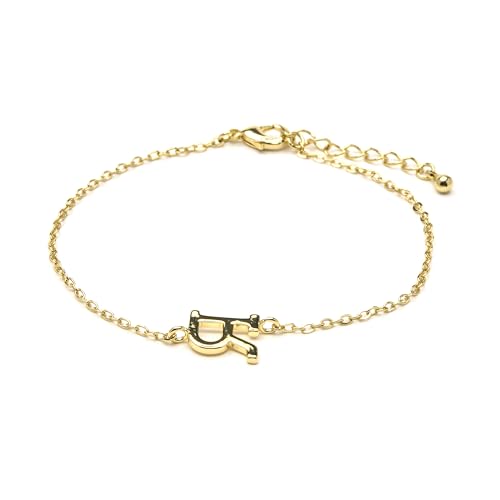 LUXENTER Armband Alphabet mit 18-karätigem Gold - Buchstabe R, Einheitsgröße, Metall, Ohne Edelstein von LUXENTER