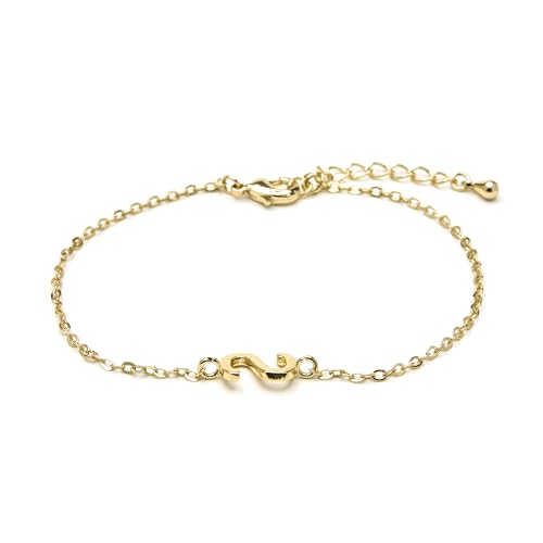 LUXENTER Armband Alphabet mit 18-karätigem Gold - Buchstabe S, Einheitsgröße, Metall, Ohne Edelstein LUXENTER Armband Alphabet mit 18-karätigem Gold - Buchstabe S, Einheitsgröße, Metall, Ohne Edelstein von LUXENTER