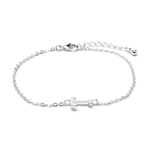 LUXENTER Armband Alphabet mit Silber-Finish – Buchstabe T, Einheitsgröße, Metall, Ohne Edelstein LUXENTER Armband Alphabet mit Silber-Finish – Buchstabe T, Einheitsgröße, Metall, Ohne Edelstein von LUXENTER