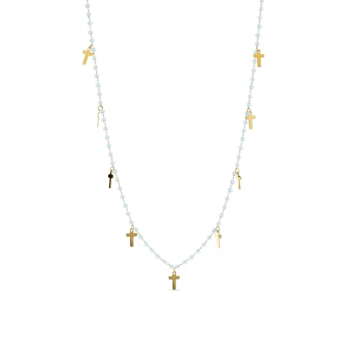 LUXENTER Halskette aus blauem Kristall in 18 Karat Gelbgold - Dersu, Ajustable, Metall, Kristall von LUXENTER