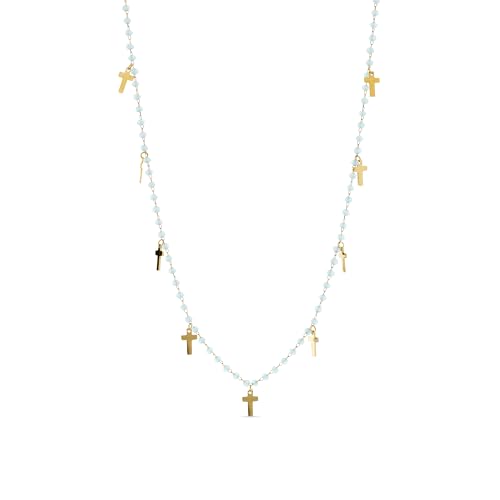 LUXENTER Halskette aus blauem Kristall in 18 Karat Gelbgold - Dersu, Ajustable, Metall, Kristall LUXENTER Halskette aus blauem Kristall in 18 Karat Gelbgold - Dersu, Ajustable, Metall, Kristall von LUXENTER