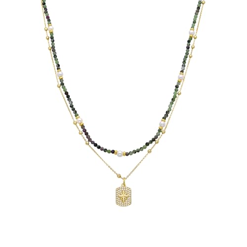 LUXENTER Halskette mit weißer Perle, 18 Karat Gelbgold, gestreift, Ajustable, Metall, Perle LUXENTER Halskette mit weißer Perle, 18 Karat Gelbgold, gestreift, Ajustable, Metall, Perle von LUXENTER
